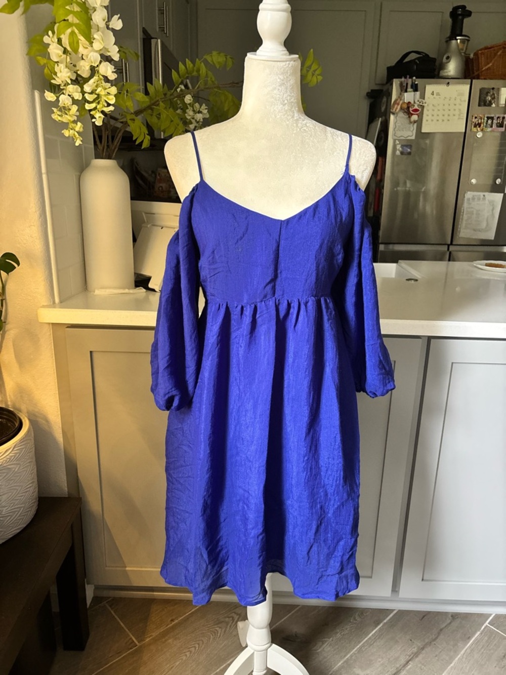 Anthropologie Moulinette Soeurs Royal Blue Cold Shoulder Dress